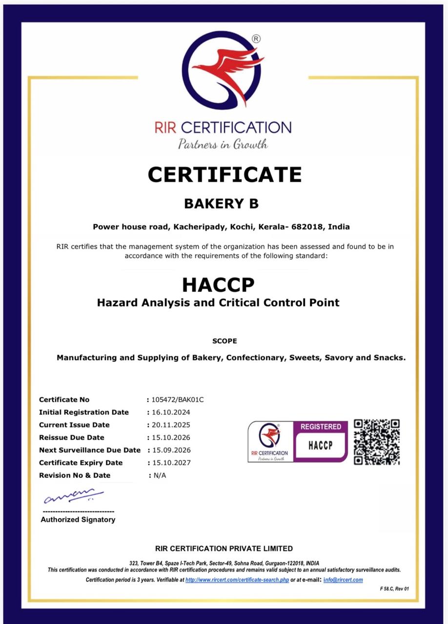 BakeryB certification